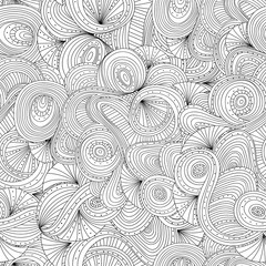 Zentangle wavy seamless pattern. Doodle black and white abstract vector background.