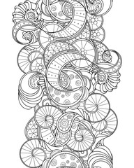 Vector abstract doodle seamless border. Zentangle style decorative design element.