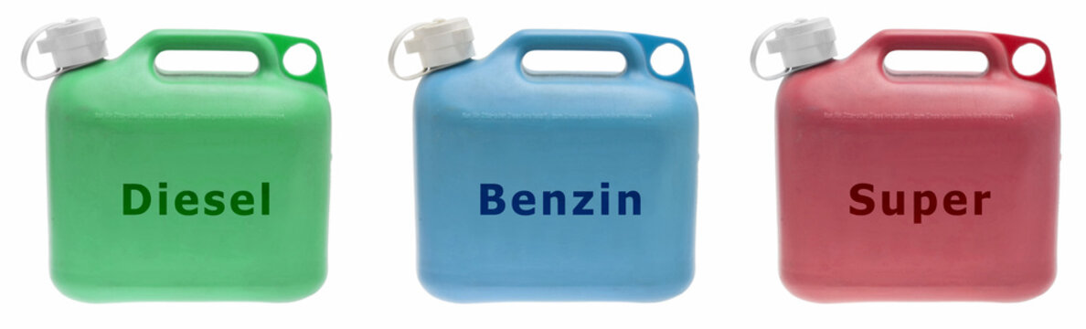 Benzinkanister mit Diesel, Benzin, Super