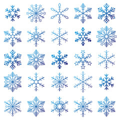 Blue Snowflakes Set White Background