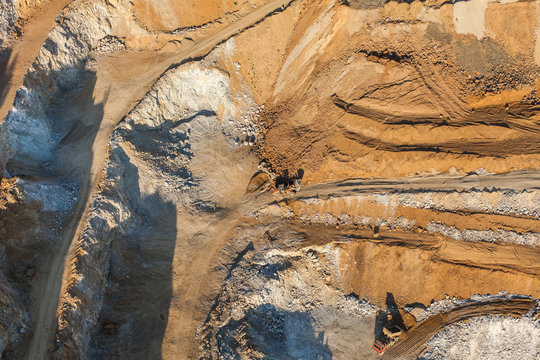 aerial view of rock quarry
