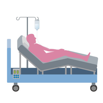 patient resting hospital bed, pink silhouette clip art preview