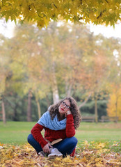 Pensive girl in the park