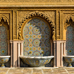 Verzierter Brunnen in Marokko