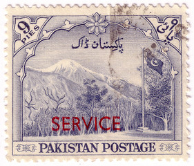 PAKISTAN - CIRCA 1952: A stamp printed in Pakistan shows image of a mountainous landscape, series, circa 1952