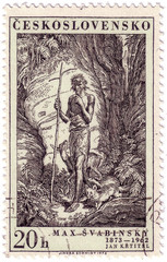 CZECHOSLOVAKIA - CIRCA 1973: A stamp printed in Czechoslovakia, shows St. John, the Baptist, by Max Svabinsky, circa 1973