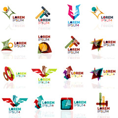 Geometric shapes company logo set, paper origami style