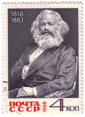 USSR - CIRCA 1968: A stamp printed in USSR, shows the Karl Marks portrait (1818-1883), circa 1968