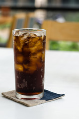 Cold soda iced drink in a glasses
