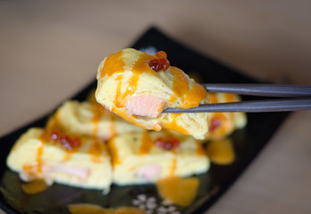 japanese egg sushi, Fried egg roll Tamagoyaki