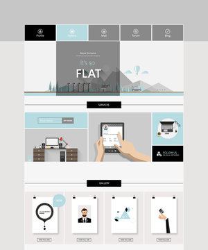 Website Design in Flat Style. Vector Eps 10