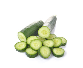 Slice of cucumber  on white background