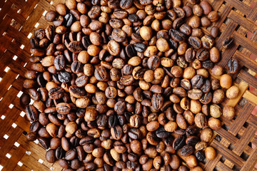 Close up of coffee beans background 
