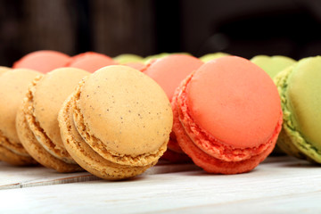 Row of homemade meringue macaroons