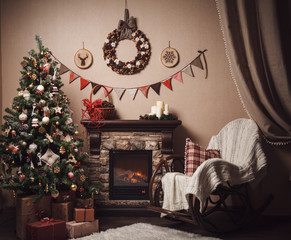 Christmas and new year decoration. Craft style. © Viktoriya Savinkova
