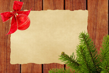 Christmas Background.Blank Old Paper Sheet with Decoration