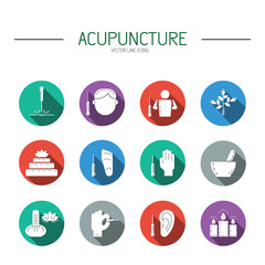 Collection of vector icons elements for acupuncture and massage, TCM.