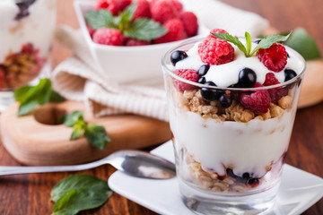 yogurt with muesli and berries