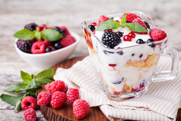 yogurt with muesli and berries
