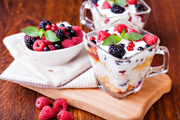 yogurt with muesli and berries