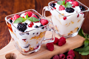yogurt with muesli and berries