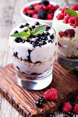 yogurt with muesli and berries