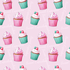 Seamless pattern with cakes