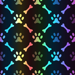 Plakat Animal spectrum seamless pattern of paw footprint