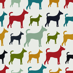 Animal seamless pattern of dog silhouettes