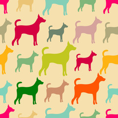Animal seamless pattern of dog silhouettes