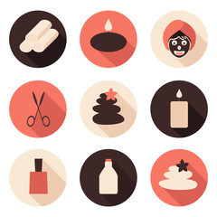 Spa icons in flat design