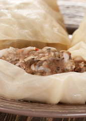 Cabbage rolls with meat and rice