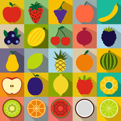 Fruits flat icons