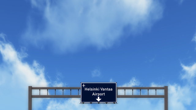  Passing under Helsinki Vantaa Finland Airport Highway Sign  