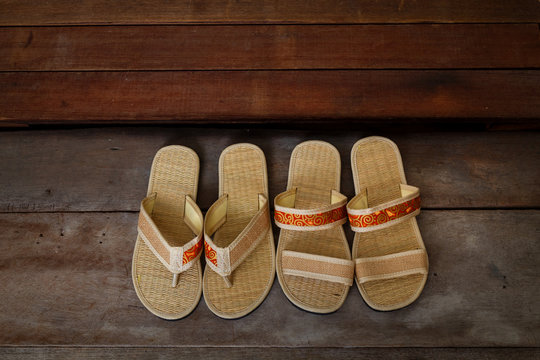 Japanese Sandals in front of a Japanese House