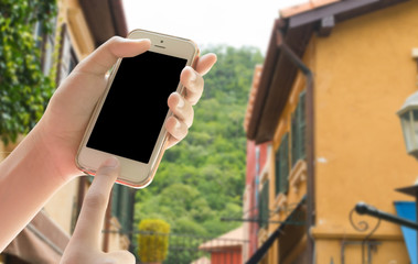 Woman hand with smartphone