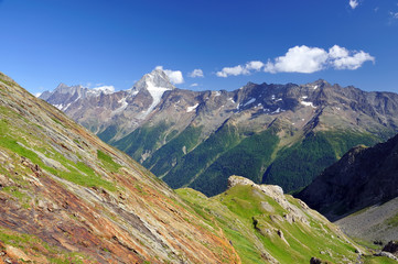 View from the Lotschberg pass in the Swiss Alps