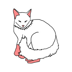 white cat sleeping on white background vector illustration