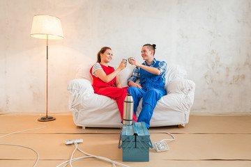 Young couple in the middle of renovation.