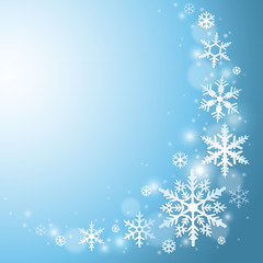 Fototapeta na wymiar Abstract blue winter background with snowflakes