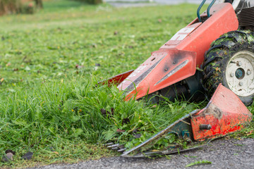Gras mähen mit Motormäher