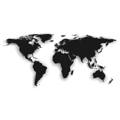 Silhouette of black world map, vector illustration