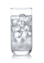 glass of water with ice on white  background.