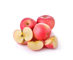 Red ripe apple on white background