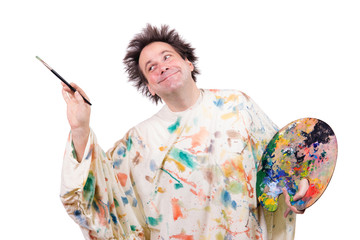 Fototapeta premium happy painter is inspired when painting