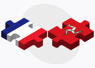 France and Isle of Man Flags