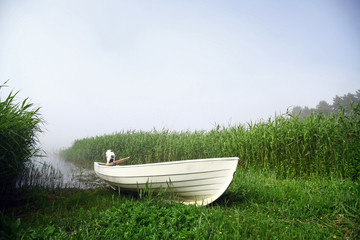 Boat on a foggy day