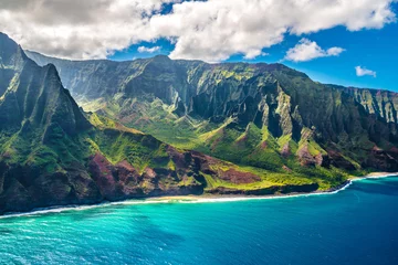 Selbstklebende Fototapete Zentralamerika Blick auf die Na Pali Coast auf der Insel Kauai in Hawaii
