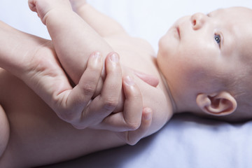 Three month baby boy arm massage