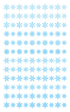 Set of scribble snowflakes vector borders